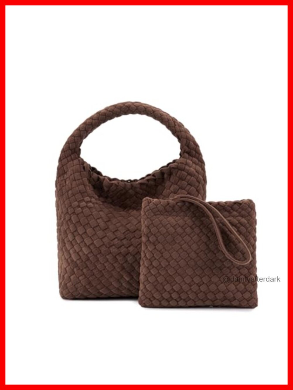Suede Hobo Bag Set Slouchy Tote with Mini Pouch Crossbody Shoulder Handbag